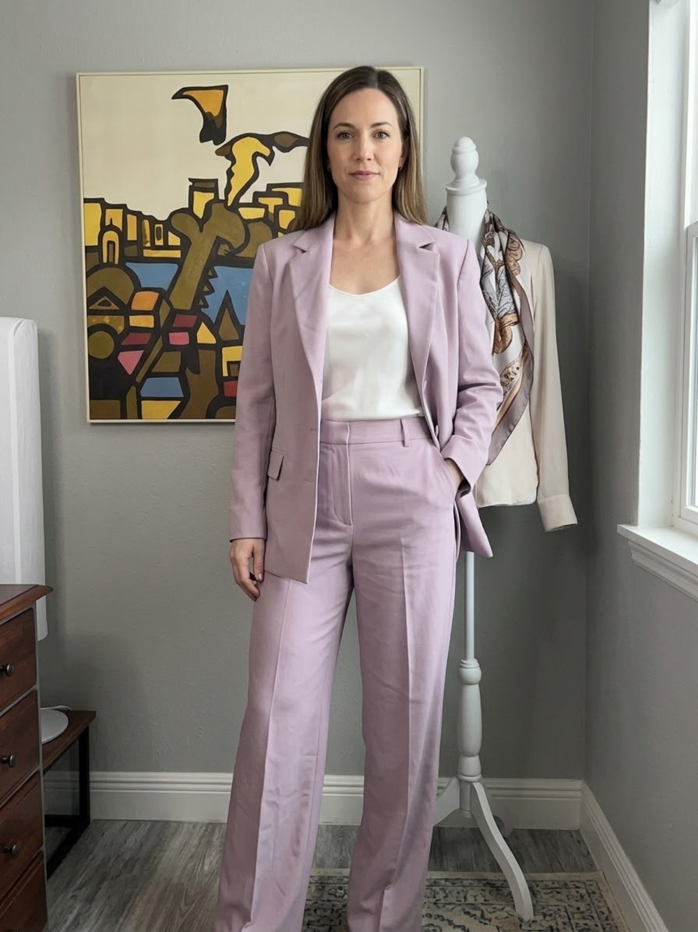Lafayette 148 New York Suit 12 Lilac Set 3
Button blazer & Straight Pants